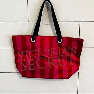 Victoria’s Secret Red and Pink Satin Tote Bag.